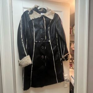 Vintage Laundry By Shelli Segal Black and Cream Fur Lined Jacket